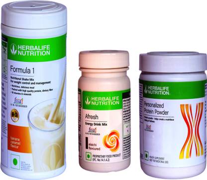 Herbalife Nutrition Formula 1 Shake Banana Caramel + Protein Powder 200G + Afresh Elaichi Protein Shake