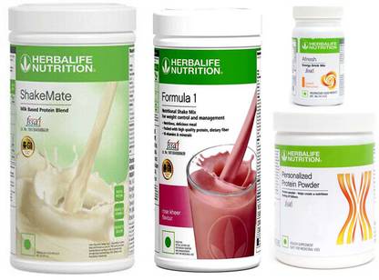Herbalife Nutrition Formula 1 Shake Rose Kheer + Protein Powder 200G + Afresh Peach + Shake Mate Protein Shake