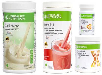Herbalife Nutrition Formula 1 Shake Strawberry + Protein Powder 200G + Afresh Elaichi + Shake Mate Protein Shake