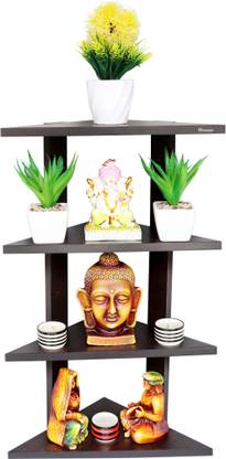 mahaakaay Triangle Engineered Wood Corner Shelf Display Rack Stand Color Wenge Particle Board Wall Shelf