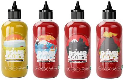 bomb sauce Himalayan Spice Extra Hot Sauce + Asian Spice Hot Sauce - Combo Pack Souce of 4 (375 gm Each) Sauces & Ketchup