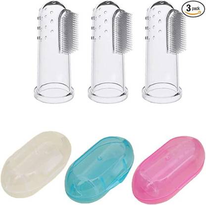 Mommie Baby Soft Silicone Finger Tooth Brush , Tongue wash, Oral care (pack of 3) Extra Soft Toothbrush