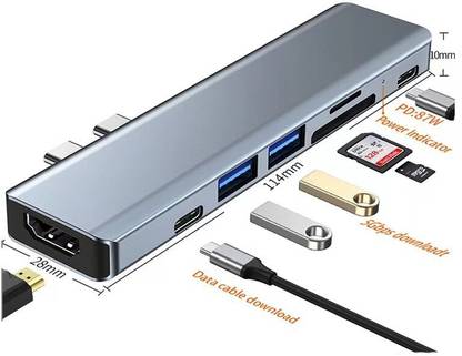 Etzin USB C Hub, Best Mac Type-C Dual Hub Adapter 7in2 multiple interfaces USB Adapter