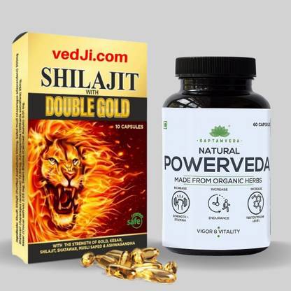 shilapak Saptamveda Powerveda & Shilajit Double Gold Capsule-Perfect for Strength,Stamina
