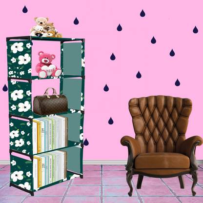 Flipkart Perfect Homes Studio White Lily Print 5 Layer Simple Bookshelf/Multipurpose Rack Metal Open Book Shelf