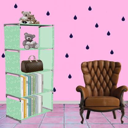 Flipkart Perfect Homes Studio White Bubble Print 5 Layer Simple Bookshelf/Multipurpose Rack Metal Open Book Shelf