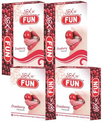Sex 'n' Fun CONDOMS Combo Pack - Cranberry Flavor (2 Big +2 Small) Condom
