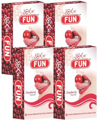 Sex 'n' Fun CONDOMS Combo Pack - Cranberry Flavor (set of 4 Big Packs) Condom