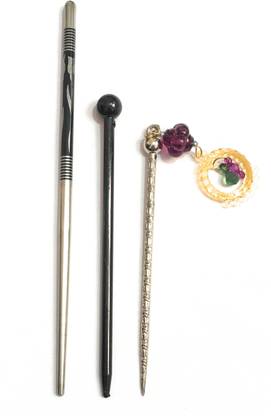 DARSH TRADING Combo of Metal+Metal jumaki+plastic bun stick Bun Stick
