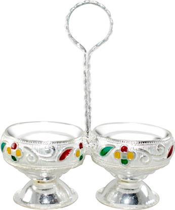 KMJ pure silver kumkum haldi holder / roli chawal box for puja(wt. 22 grams) Silver