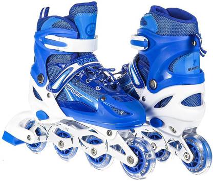 HIM TAX Size Adjustable PU Wheels Aluminum-Alloy Skates with LED Flash Light In-line Skates - Size 6-9 UK