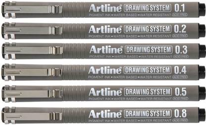 Artline Drawing System Drawing Pens,Sharp Liners,Fineliner Nib Sketch Pens