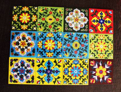 hc the crafts Ceramic Home Wall Mural Mosaic Tiles mutlicolor pack of 12 Glossy Modern