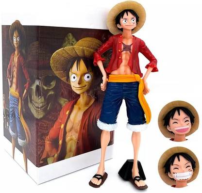 Trunkin One Piece Monkey D Luffy with 3 Different Faces Action Figurine