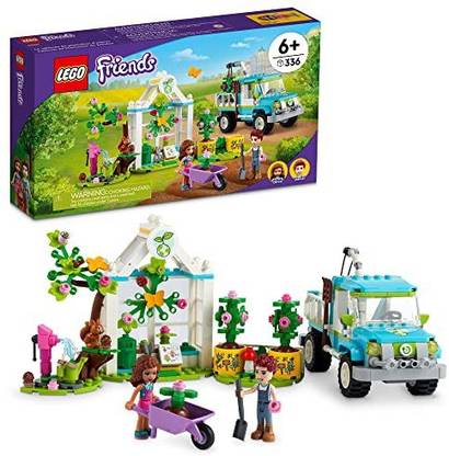 LEGO Friends Tree-Planting Vehicle 41707 Building Kit; with Tree Toys, a Greenhouse a