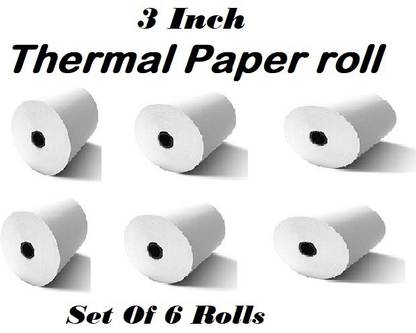 VSA Thermal printer billing machine paper rolls 3 Inch (Set of 6 rolls) Thermal Cash Register Paper