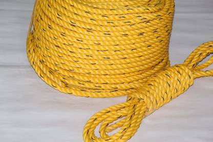 Malik Enterprises 14 Mm (90 Feet) Polymer Braided Yellow Twisted Cord Twine Rope String Polyester Clothesline