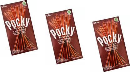 Pocky Double Choco Flavor Biscuit Sticks pack Of 3 | Imported Stick Biscuit Cream Cracker Biscuit