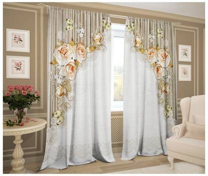 SJV 214 cm (7 ft) Door Polycotton Room Darkening Curtain (Pack Of 2)