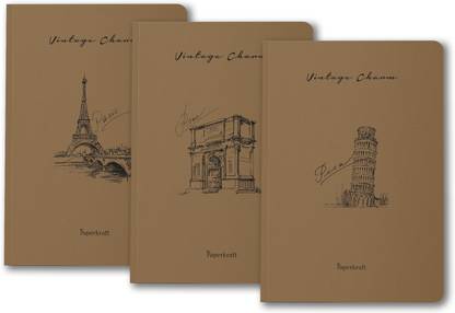 Paperkraft Vintage Series - Brown Kraft with City theme A5 Diary Unruled 176 Pages