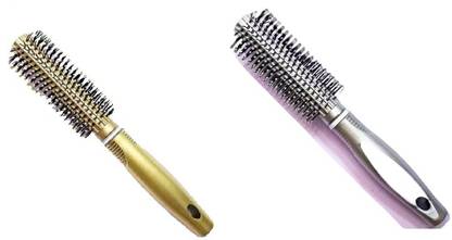 RAJ Round Hair Brush,Rolling Hair Brush/Comb/Combs/Kangi,Multi Color - Pack Of 2