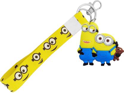 MGP FASHION Minion Bob with kevin and teddy Character PVC Rubber & Fabric Tag Keyring Key Chain