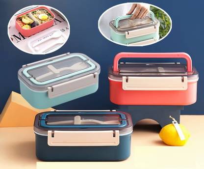Shivdra traders Leak Proof Thermal Insulation Multi Compartment Lunch Boxes Reusable Containers 2 Containers Lunch Box