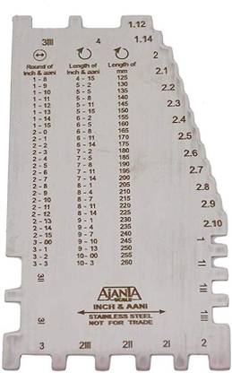 Erasio Ajanta Bangle & Bracelet Scale Gauge in Inch, Aani & Metric for Measuring Sizes Height Gauge