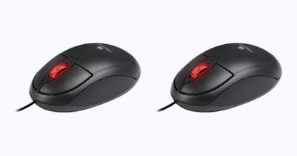 ZEBRONICS Zeb-Rise USB 2.0 (Black) - Pack of 2 Wired Ambidextrous Optical Mouse