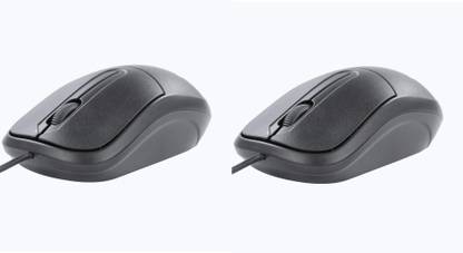 ZEBRONICS Zeb-Comfort + Black Pack of 2 Wired Ambidextrous Optical Mouse
