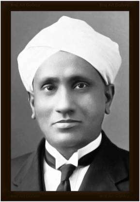 Braj Art Gallery Sir C V Raman Physicist B&W Portrait Photo Frame Digital Reprint 19.5 inch x 13.5 inch Painting