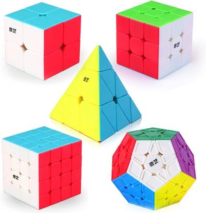 Authfort Speed ??Cube Set - 2x2, 3x3, 4x4 Megaminx Speed ??Cube and Pyramid Cube Bundle