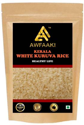 AWFAAKI WHITE KURUVA RICE / KERALA RICE / WHITE RICE 1 KG Kuruva Rice (Medium Grain, Polished)