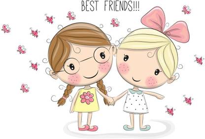 AK GRAPHICS 90 cm Best friends wall sticker Self Adhesive Sticker