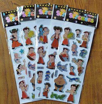 Super Easy 0.6 cm Chhota Bheem Cartoon Character Puffy 3D Cute Funny Stickers (10 Sheets) Self Adhesive Sticker
