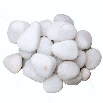 GML WHITE COLOUR PEBBLE For Decoration Regular Asymmetrical Quartz Pebbles
