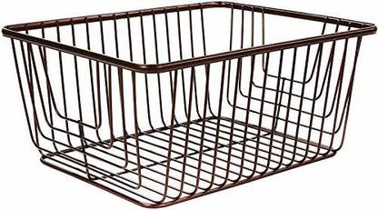 shiok decor Steel Decorative Steel Wire Metal Basket, Built-in Handles, Storage Bin for-Bathroom Storage Basket