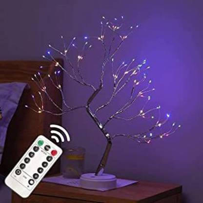 CORAL TREE Bonsai Artificial Tree Table Lamp with Remote, DIY Battery/USB Operated Table Lamp