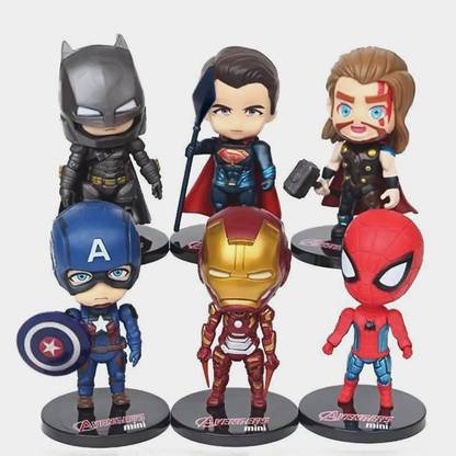 Qtoon Superhero Avengers Action Figure Toy Set for Decoration office Desk Table Kids