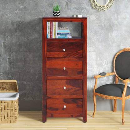 MEHAI Craft & Design Wooden Chest of Drawer of Bedroom | 4 Drawers Storage with Shelf Solid Wood Free Standing Chest of Drawers