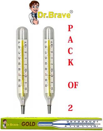 Dr.Brave Healthcare Smic SMIC Gold mercury thermometer (PACK OF 2 PCS) (Transparent) Thermometer