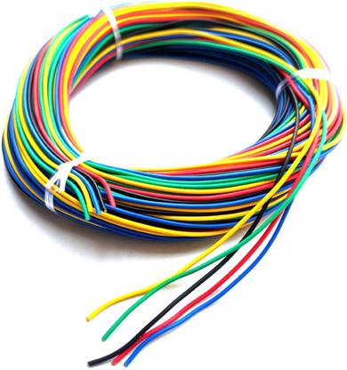 Wizzo (25 Meters) 14/36 Multi Colour Wire {5 Mtr Each Red, Green, Blue, Yellow, Black} Electronic Components Electronic Hobby Kit