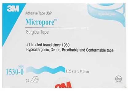 Micropore 1/2 inches Tape 1530-0 (Box of 24 rolls) First Aid Tape