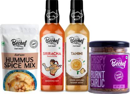 BECHEF Pack Of 3 Hummus - Fresh, Sriracha , Roasted Garlic Combo