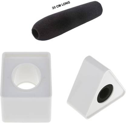 WON 2pcs Triangular and Square Microphone Station Logo - White and 1 Pc Reporter Mike Sponge Windshield