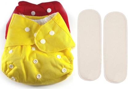 Kidska Reusable Solid Pocket Cloth Diapers With Inserts Pads