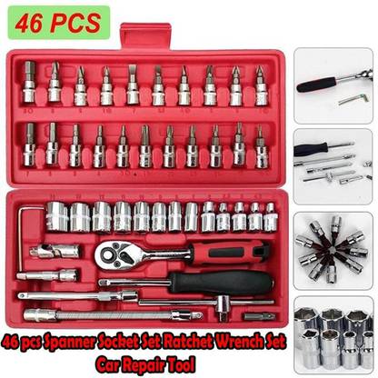 Chibro 46 in 1 Pcs Tool Kit & Screwdriver and Socket Set Multi Purpose Tool Case Hand Tool Kit