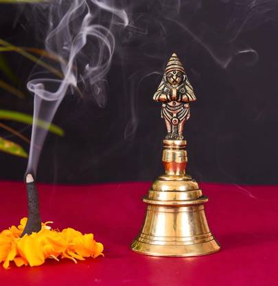 nath enterprises Brass Hanuman Hand Bell For Home Office Temple Decorative Showpiece  -  5 cm