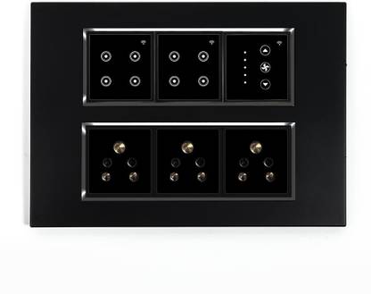 Urja Smart Automation 12M Wifi Touch Switch Plate, 5 Switch Control + 1 Smart Fan Control + 3 Plugs