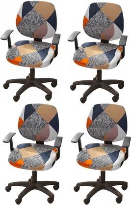 HOUSE OF QUIRK Polyester Snapdex Stretch Print Computer Office Chair Cover (Pack of 4) Polyester Snapdex Stretch Print Computer Office Chair Cover (Pack of 6) Sofa Fabric
